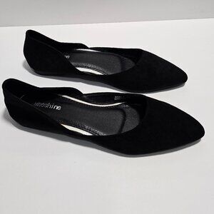 Black Meeshine Womens Pointed Toe Ballet Flats Comfort Suede Slip On Flats
